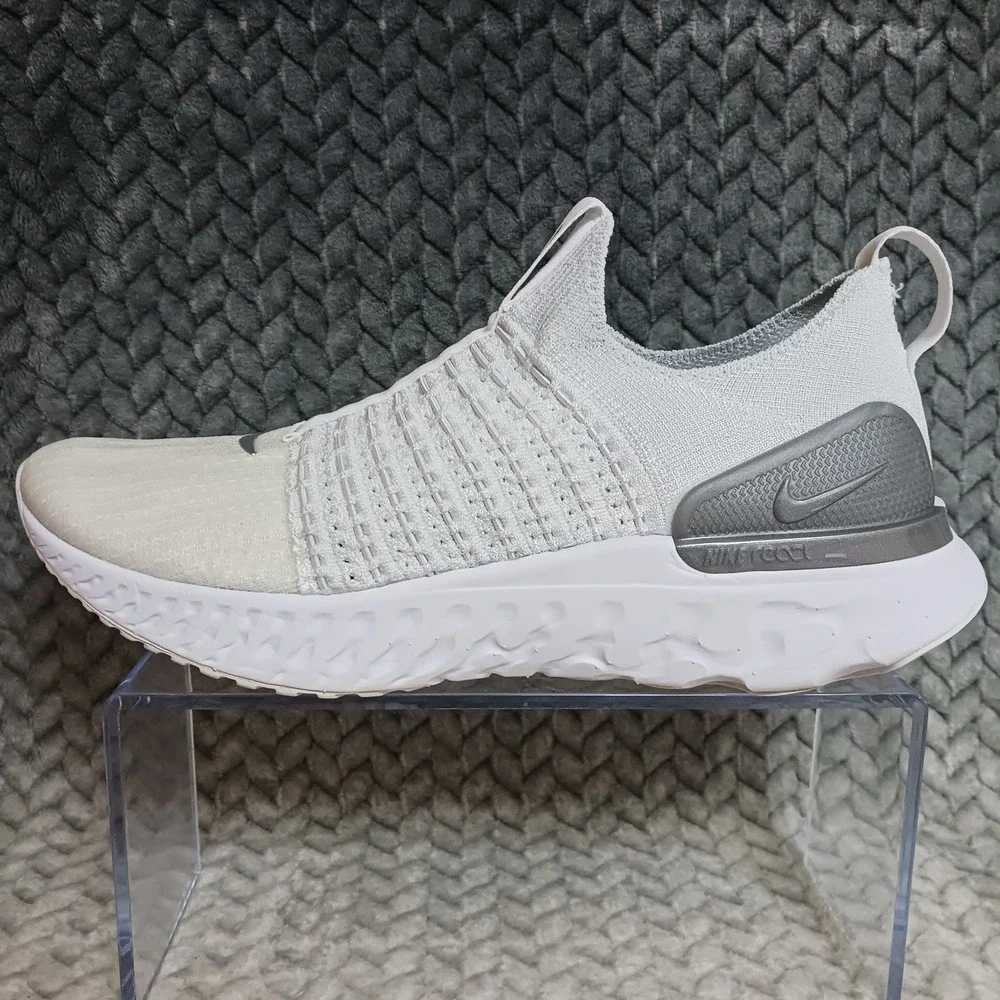 Nike React Phantom Run Flyknit 2 True White Silver Women's Running Shoes Size 9